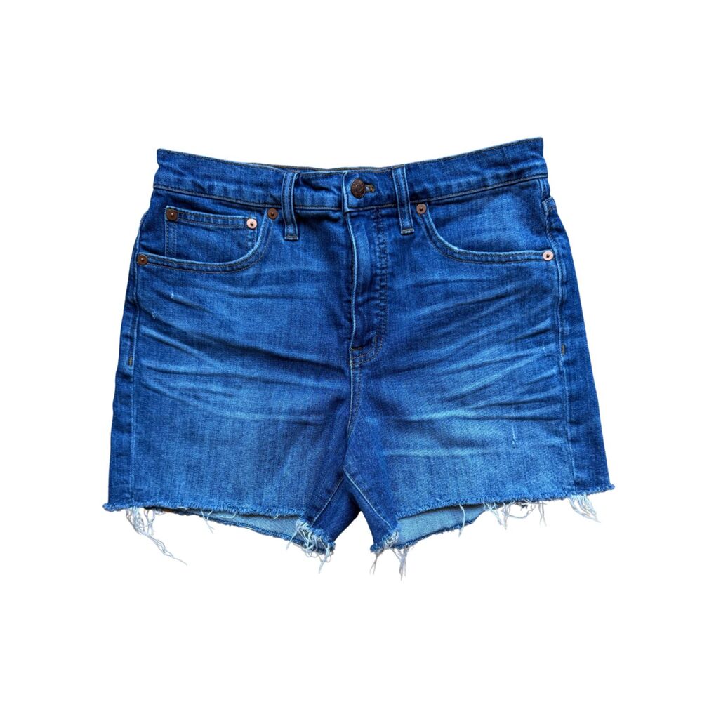 Madewell Med/Dark Wash Blue High Waist Cutoff Denim Shorts Size 27 Jean